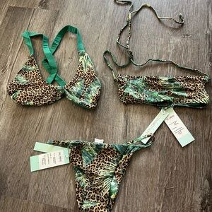 Leopard and Palm Print Bikini Set